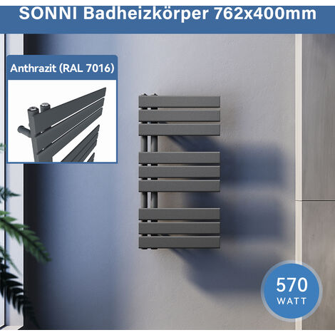 SONNI Badheizkörper Handtuchhalter Anthrazit Handtuchwärmer Panel Handtuchtrockner,76x40cm Seitenanschluss