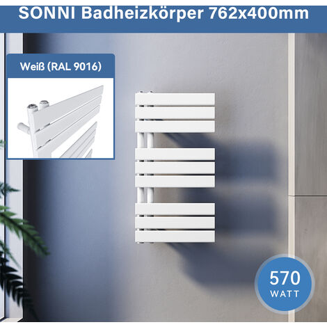 SONNI Badheizkörper Handtuchhalter Weiß Handtuchwärmer Panel Handtuchtrockner,76x40cm Seitenanschluss