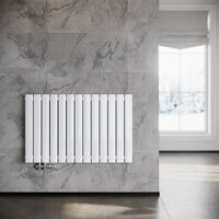 SONNI Paneelheizkörper Horizontal Heizkörper Design Flach heizkörper wohnzimmer Badheizkörper Einlagig Heizkoerper Seitenanschluss wohnzimmer mit Heizventil 1001 x 630mm Weiß