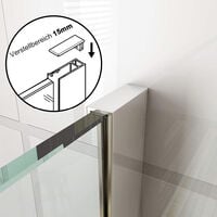 SONNI Walk In Duschwände mit Stabilisator aus 8 mm Vollsatiniert Glas inkl. Nanobeschichtung 120x200 cm - Vollsatiniert