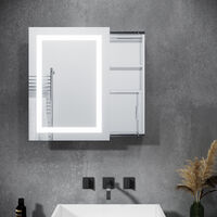 SONNI Spiegelschrank mit Beleuchtung, Rasierersteckdose und Schiebetür/BadezimmerSpiegelschrank/Bad Spiegelschrank mit Steckdose und Kippschalter 50 x 70 cm