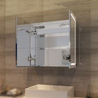 SONNI LED Spiegelschrank 2türig 70 x 65 x13cm Badezimmerspiegel