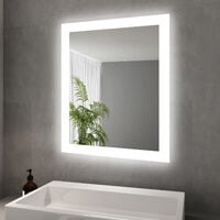 SONNI Badspiegel Lichtspiegel 60x50cm Spiegel Wandspiegel IP44 - verchromt