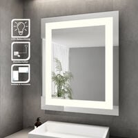 SONNI Badspiegel mit LED-Beleuchtung Energiesparend Lichtspiegel 60 x 50 cm  kaltweiß IP44 Badezimmer Wandspiegel Bad