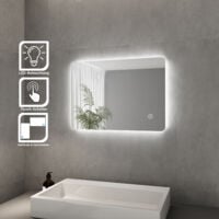 SONNI Badspiegel Lichtspiegel LED Spiegel Wandspiegel mit Touch-Schalter 70 x 50cm kaltweiß IP44 energiesparend