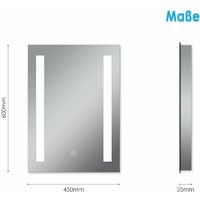 SONNI Badspiegel LED Touch 45x60cm mit Beleuchtung Badezimmer Kaltweiß