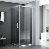 SONNI Duschkabine 75x90 Eckeinstieg Dusche Duschabtrennung Schiebetür Duschwand mit schiebetur ESG - Transparent