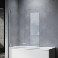SONNI Badewannenaufsatz Faltwand Glas für Badewanne Duschabtrennung Duschwand 2-teilig H.140xB.120cm Chrome,ohne Seitenwand