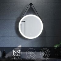 SONNI Badspiegel Rund LED Beleuchtung Touch Beschlagfrei Wandspiegel Badezimmerspiegel 60cm