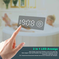 LED Badspiegel mit Beleuchtung Touch Uhr Temperatur Wandspiegel Spiegel 120x60 - verchromt
