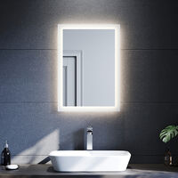 SONNI Badezimmerspiegel mit Beleuchtung Badspiegel LED 50x70cm|Wandschalter|Neutralweiß Licht|Vertikal oder horizontal Montierend|IP44,Energiesparend