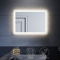 SONNI Badezimmerspiegel mit Beleuchtung Badspiegel LED 50x70cm|Wandschalter|Neutralweiß Licht|Vertikal oder horizontal Montierend|IP44,Energiesparend