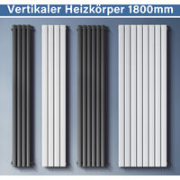 Design Heizkörper Vertikal 1800 Paneelheizkörper mittelanschluss Flachheizkörper Anthrazit 1800x311mm,Einlagig,623 Watt,8-11m²
