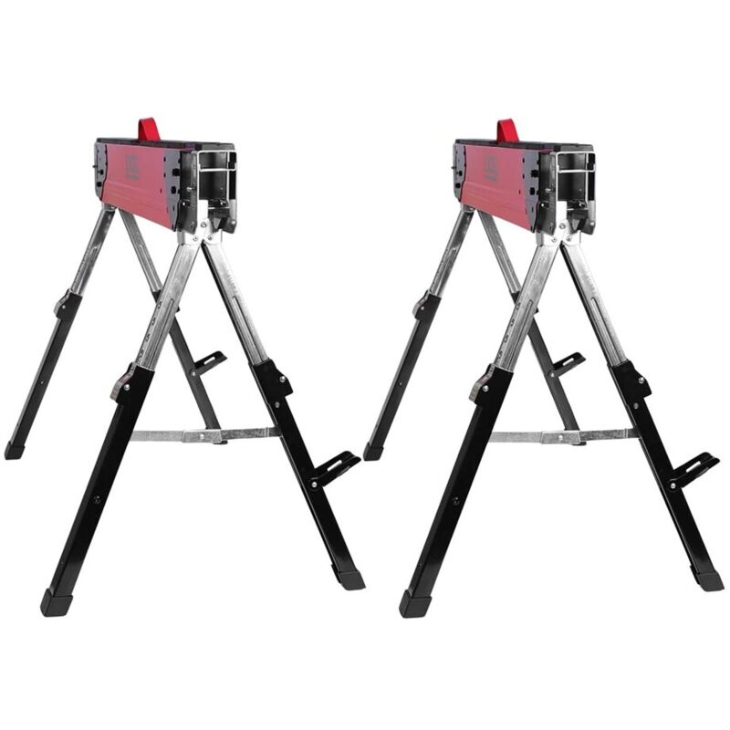 Steel Sawhorse Adjustable Legs Twin Pack