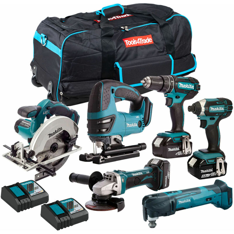 Makita 18V LXT 11 Piece Power Tool Kit with 4 x 5.0Ah Batteries Charger &  Bag
