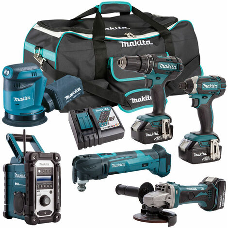 Makita 18V 6 Piece Power Tool Kit with 3 x 5.0Ah Batteries & Charger T4TKIT-191