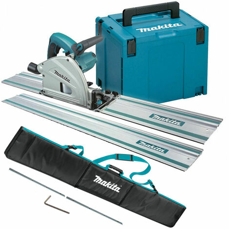 Makita SP6000J1 165mm Plunge Saw 110V with 2 x 1.5m Guide Rail in Bag + Connector & Case