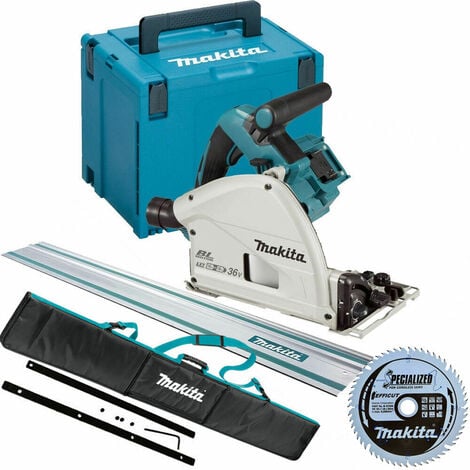 Makita DSP600ZJ 36V 165mm Brushless Plunge Saw with 1x1.5m Guide Rail Case+Bag+Blade