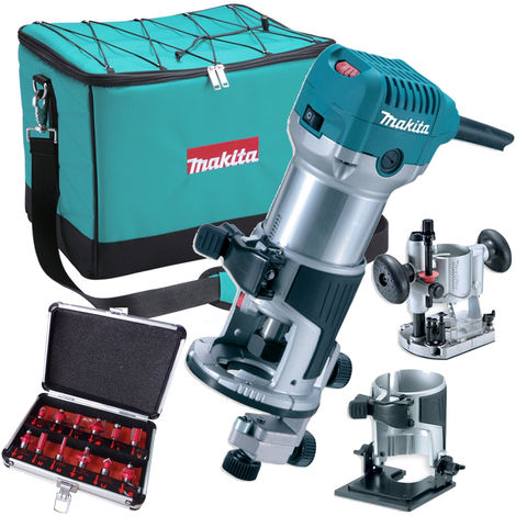 Makita RT0700CX2 1/4" Router/Trimmer & Bases 110V with 1/4" 12 Piece Cutter Set