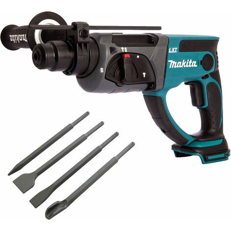 Makita DHR202Z 18V Cordless SDS+ Rotary Hammer Drill with 4 Piece Chisel Set