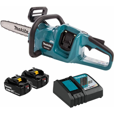 Makita DUC353Z 36V Brushless Chainsaw with 2 x 6.0Ah Battery & Twin Port Charger