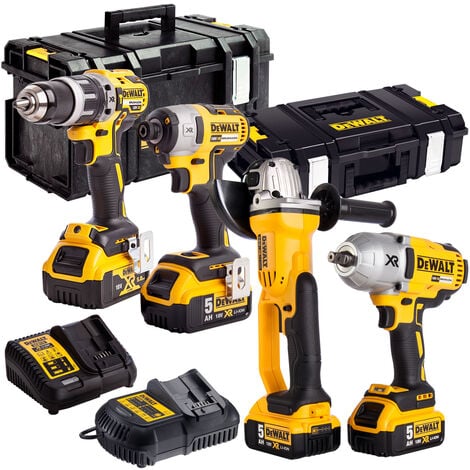 Dewalt DEWKIT99 18V Brushless 4 Piece Kit with 4 x 5.0Ah Batteries & Charger in TSTAK Box