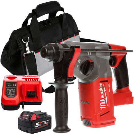 Milwaukee M18CHX-0 18V Fuel SDS Plus Hammer Drill with 1 x 5.0Ah Battery Charger & Excel Bag:18V