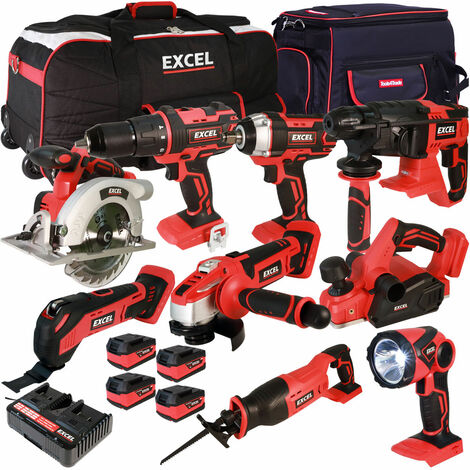 Excel 18V 9 Piece Power Tool Kit with 4 x 5.0Ah Batteries EXL10160:18V