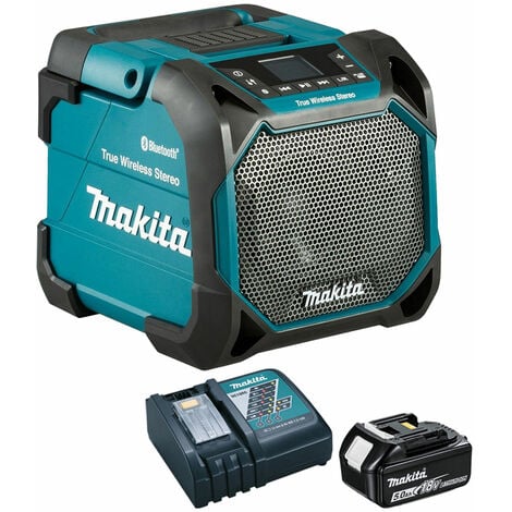 Makita DMR203 10.8 - 18V Job Site Speaker Stereo with 1 x 5.0Ah Battery & Charger