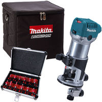 Makita RT0700CX4 1/4" Router Trimmer 240V + Cube Bag 12pc Cutter Set