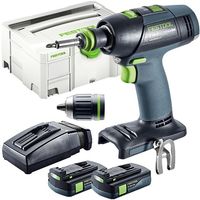Festool T 18+3 18v Li-ion Drill Driver 2 x 3.1As TCL Charger in SYS-2