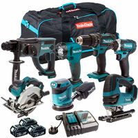 Makita 18V 7 Piece Power Tool Kit with 3 x 5.0Ah Batteries & Charger T4TKIT-214
