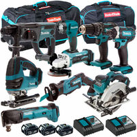 Makita 18V 9 Piece Combo Kit with 3 x 5.0Ah Batteries & Charger T4TKIT-196:18V