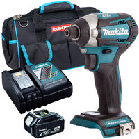 Makita DTD154Z 18V Brushless Impact Driver with 1 x 5.0Ah Battery Charger & Bag
