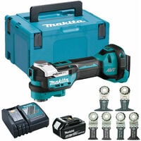 Makita DTM52Z 18V Multitool 1 x 5.0Ah Battery Charger Case & 6 Piece Accessories Set