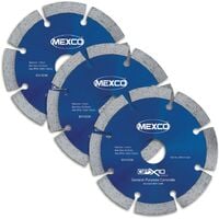 Mexco 115mm Concrete Professional Grade Diamond Blade Cutting Disc Pack of 3