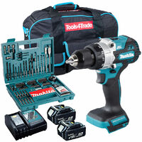 Makita DHP486Z 18V Brushless Combi Drill with 2 x 5.0Ah Battery + Charger + Accessories & Tool Bag:18V