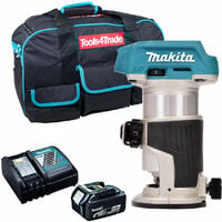 Makita DRT50Z 18V Brushless Router Trimmer with 1 x 5.0Ah Battery Charger & Tool Bag