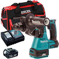 Makita DHR242Z 18V SDS+ Brushless 24mm Rotary Hammer Drill with 1 x 5.0Ah Battery Charger & Excel Bag