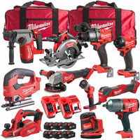 Milwaukee 18V Cordless 11 Piece Tool Kit with 6 x 5.0Ah Batteries & Charger in Bag T4TKIT-512