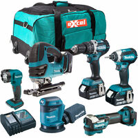 Makita 18V 6 Piece Power Tool Kit with 3 x 5.0Ah Batteries Charger T4TKIT-13251:18V