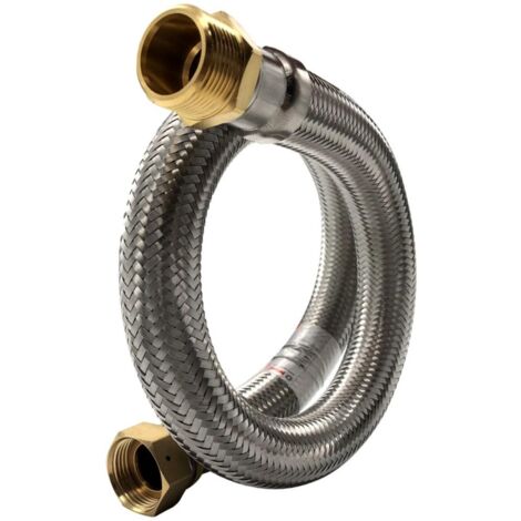 LBP – Flexible droit 50 cm M/F 1'' – Tuyau de pompe haute pression jusqu'à 10 bars – Acier inoxydable tressé – Pour pompes à eau et récupération d'eau de pluie