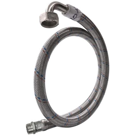 Flexible sanitaire coudé 1'' x 70cm – Acier inoxydable tressé – Raccord Mâle/Femelle – Pour systèmes de pompage et récupération d'eau – LBP (1/5)