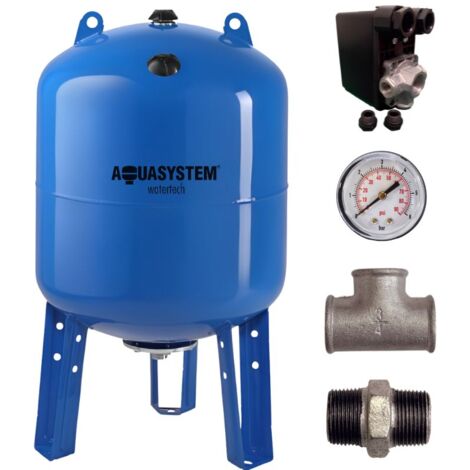 Réservoir vessie AQUASYSTEM vertical 300L – Raccord 1''1/4 – Contrôle de pression avec manomètre – Réduction des cycles de pompe – LBP (1/5)