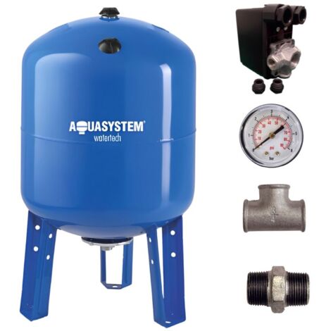Réservoir vessie AQUASYSTEM vertical 100L – Raccord 1'' – Gestion efficace de la pression d'eau – Manomètre intégré pour contrôle précis – LBP