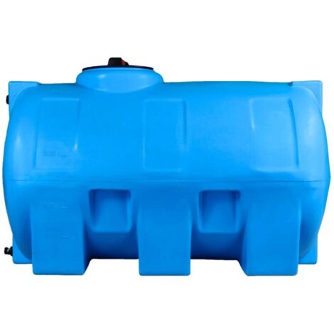 Cuve récupération eau de pluie 300L – Réservoir aérien horizontal bleu – Polyéthylène anti-UV – Pour stockage extérieur – Elbi Spa (1/5)