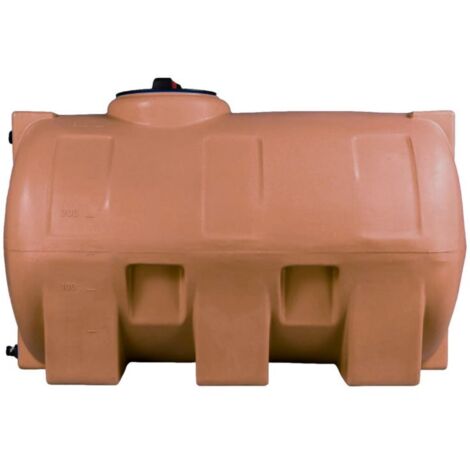 Cuve 500 litres horizontale de récupération d'eau de pluie – Réservoir en polyéthylène anti-UV – Transportable même remplie – Couleur terracotta – Elbi Spa