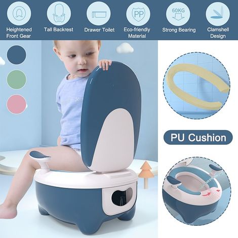  Réducteur WC de voyage   Premium  Réducteur WC enfant pliable de voyage avec étui imperméable   Pot bébé portable et pliable de sac bleu ciel HÜH 