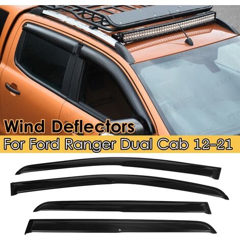 Déflecteurs de vent de fenêtre de voiture 4 pièces en plastique ABS noir  teinté pour Ford