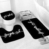 3pcs Accessoire WC Tapis de Bain+Tapis de Contour+Tapis Abattant de Toilette-Noir-Get Naked
